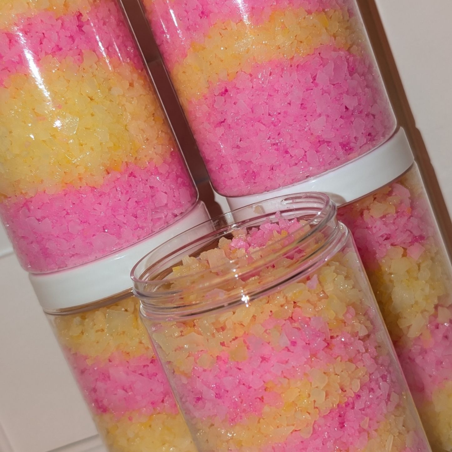 Magnesium Bath Flakes, Belle Est Scented Bath Soak, Pink Yellow Bath Salts, Luxury Self Care Gift, Relaxing Spa Bath