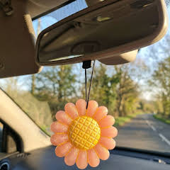 Daisy Flower Car Freshie UK, Handmade Scented Car Air Freshener, Perfume Floral Car Charm, Cute Gift For Her