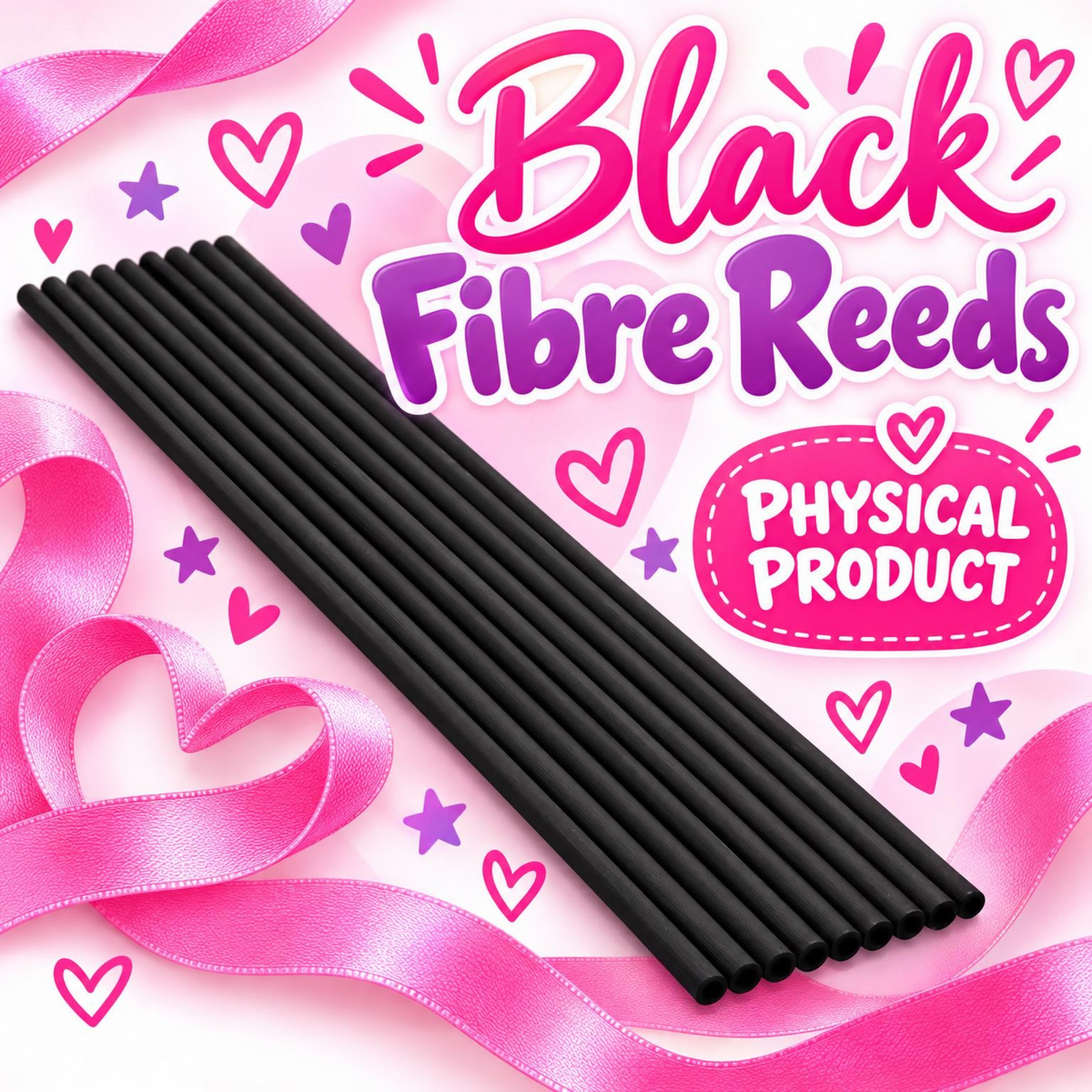 Pack of 6 black fibre reeds for diffuser