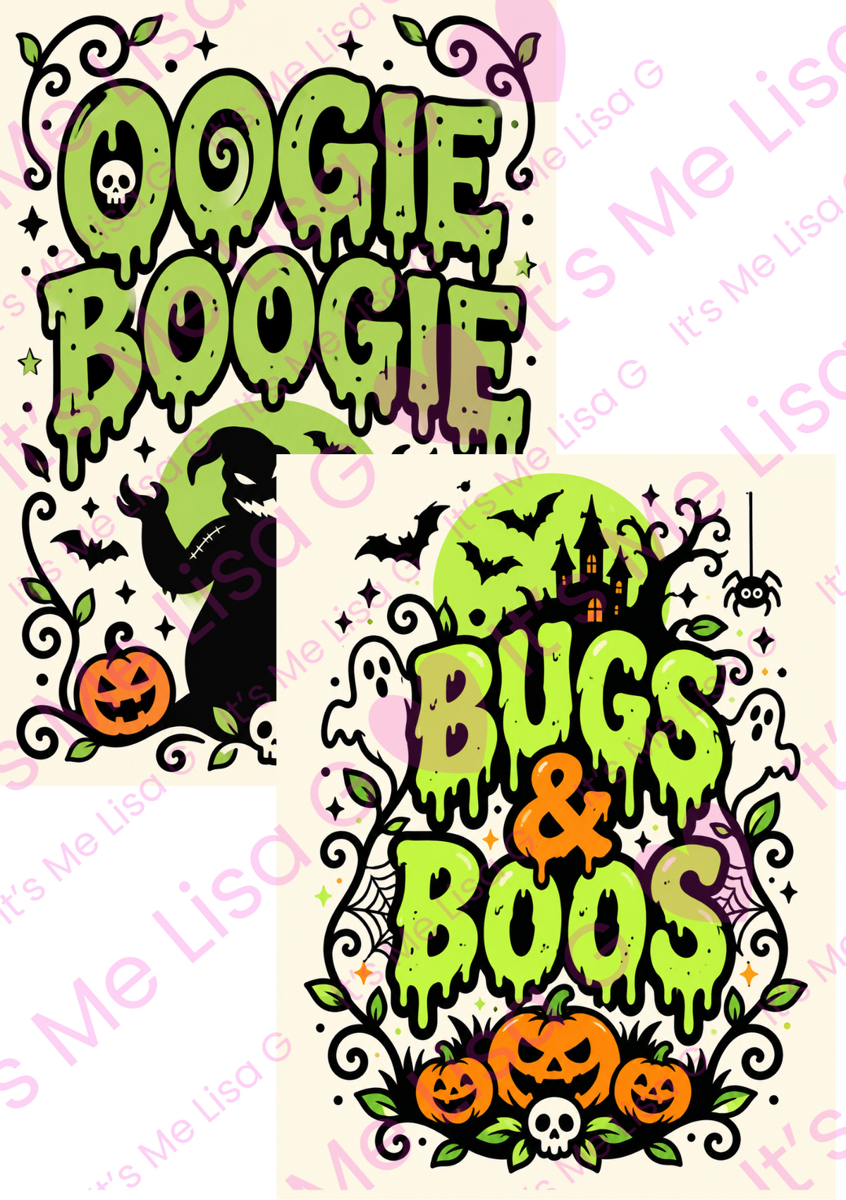 Green monster Halloween A5 notebook cover clip art with bugs and boos design