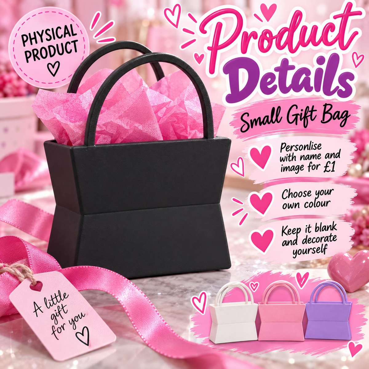 Small 3D printed gift bag product details