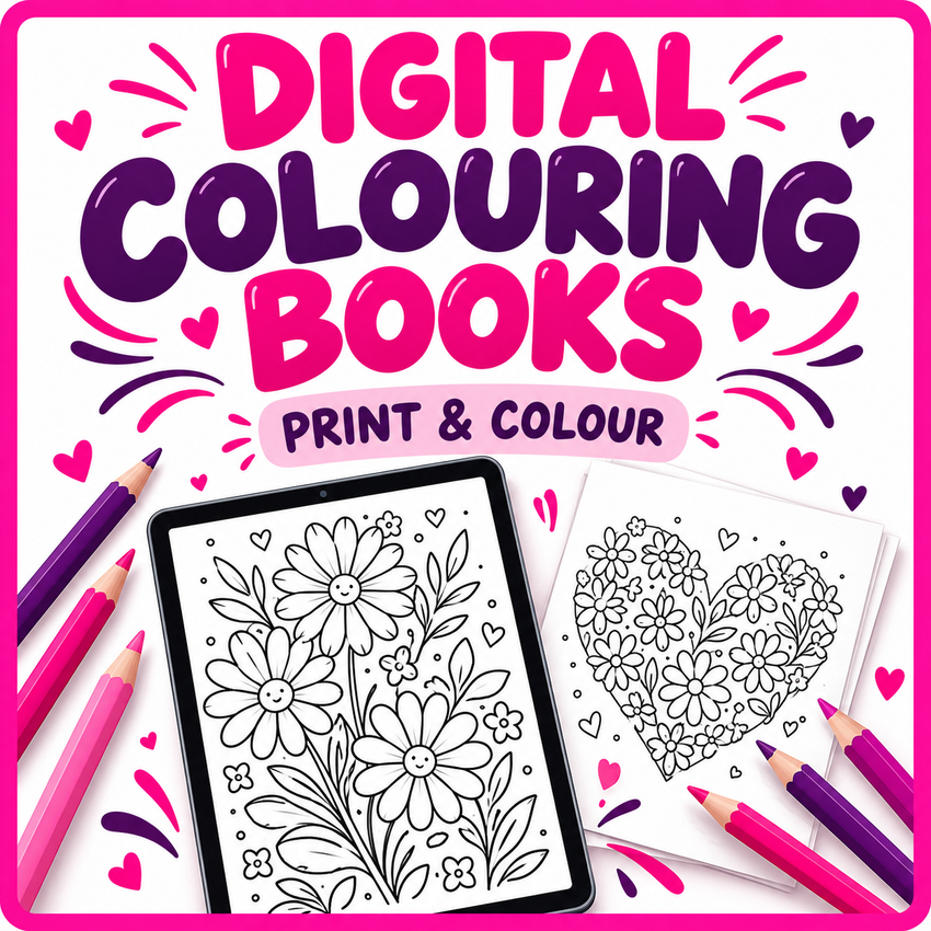 Digital printable colouring books