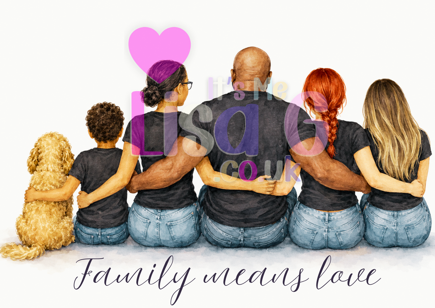 Personalised Watercolour Family Portrait | Custom Family Print | Family Gift | Digital or Framed Artwork