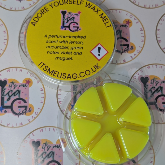 Adore Yourself Ecococo wax melt with lemon, violet and amber fragrance notes