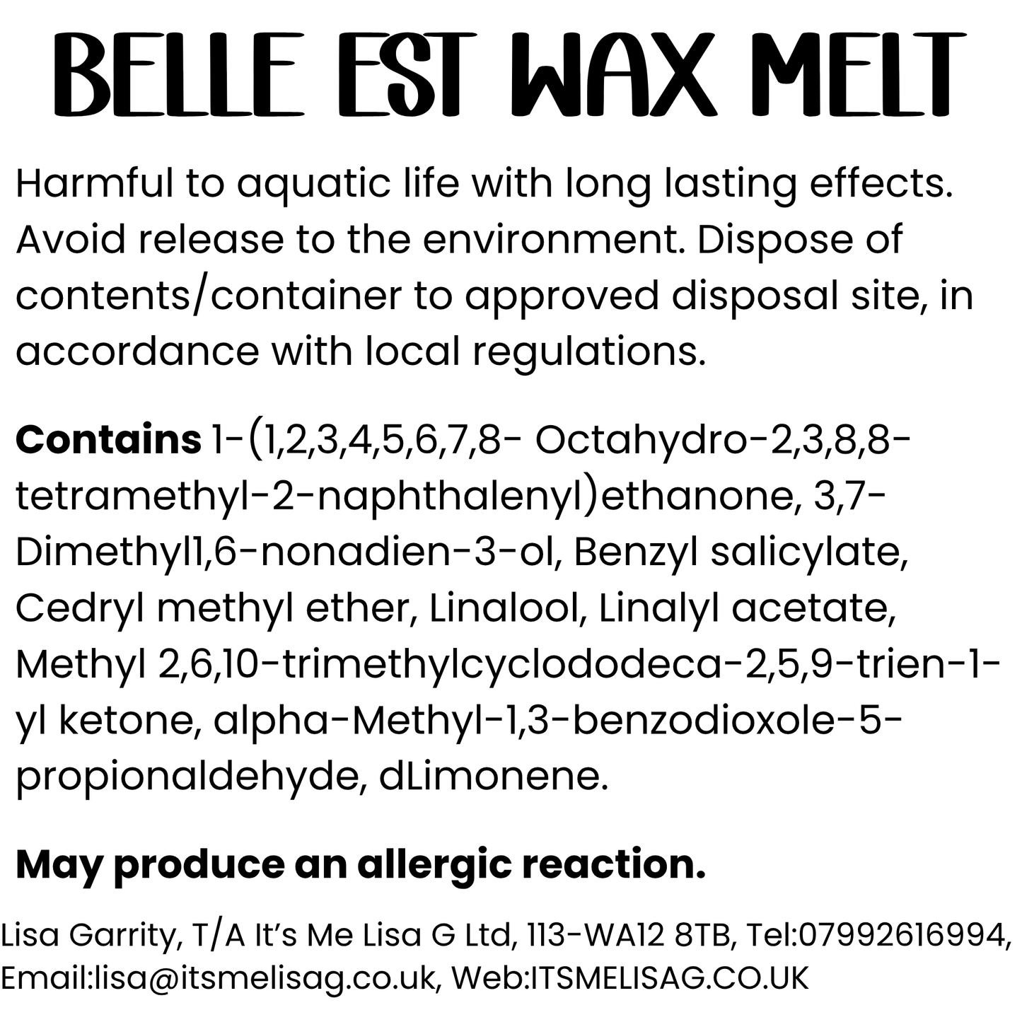 Belle Est Wax Melt - Ecococo Blend