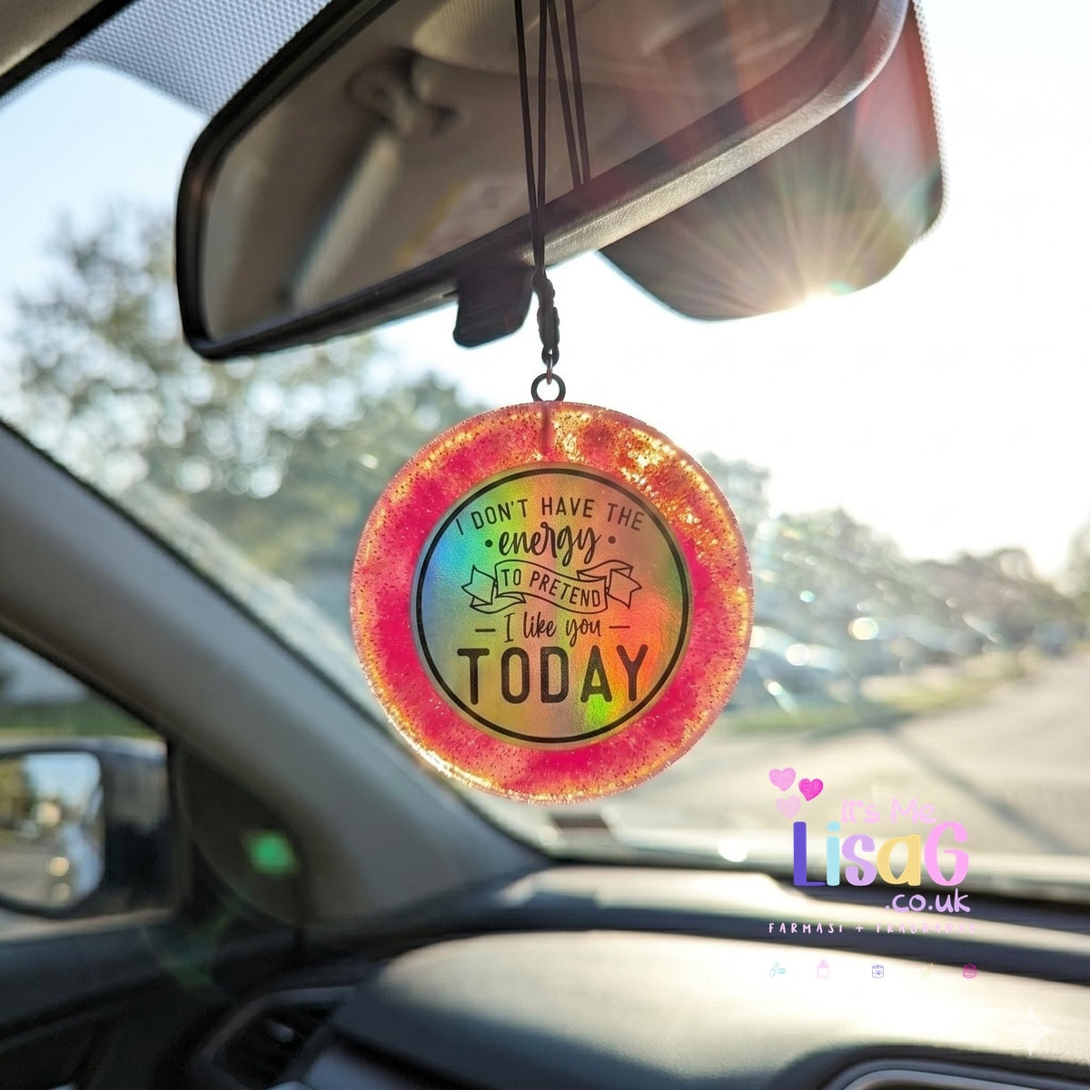 Car Freshie UK, Funny Hanging Car Air Freshener, Extra Large Pink Aroma Bead Freshie, Handmade Scented Car Charm Gift