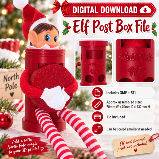 Elf North Pole Post Box 3D Print File | STL + 3MF Christmas Elf Prop