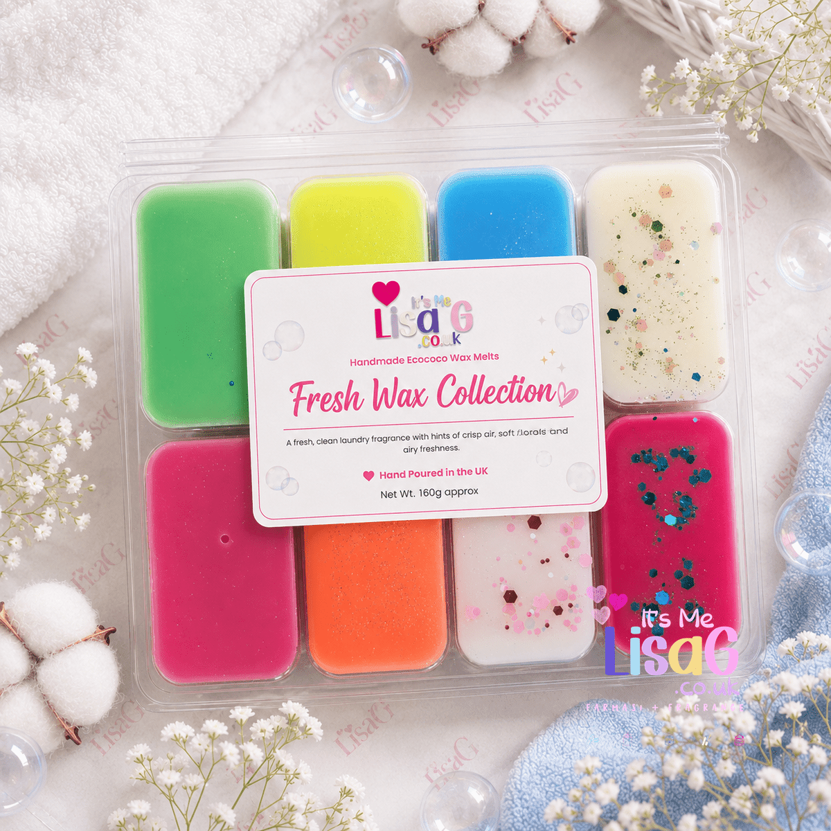 Laundry Fresh Collection HB Clam Wax Melt | 8 Section Large Wax Clam | Fresh Clean Laundry Wax Melts | Handmade Coconut Wax Melts UK