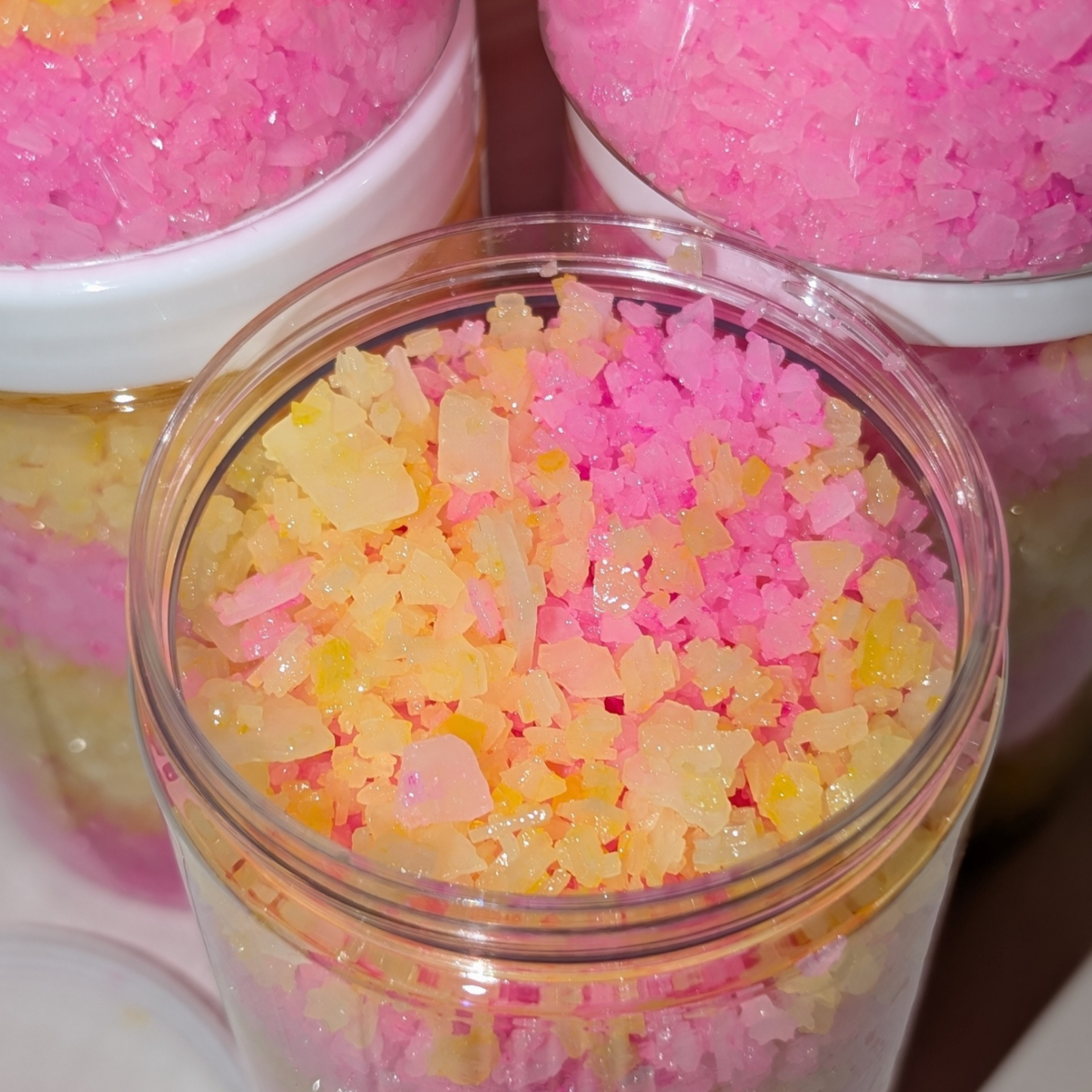 Magnesium Bath Flakes, Belle Est Scented Bath Soak, Pink Yellow Bath Salts, Luxury Self Care Gift, Relaxing Spa Bath