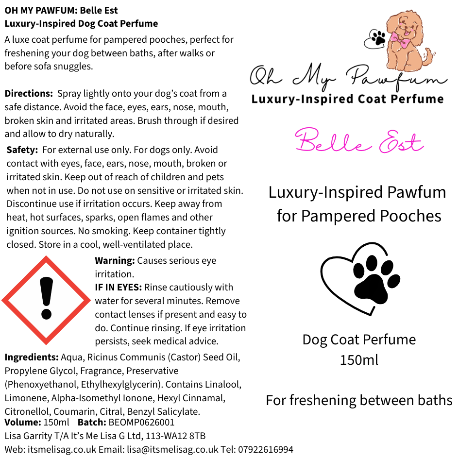 Oh My Pawfum – Luxury-Inspired Dog Coat Perfume, 150ml