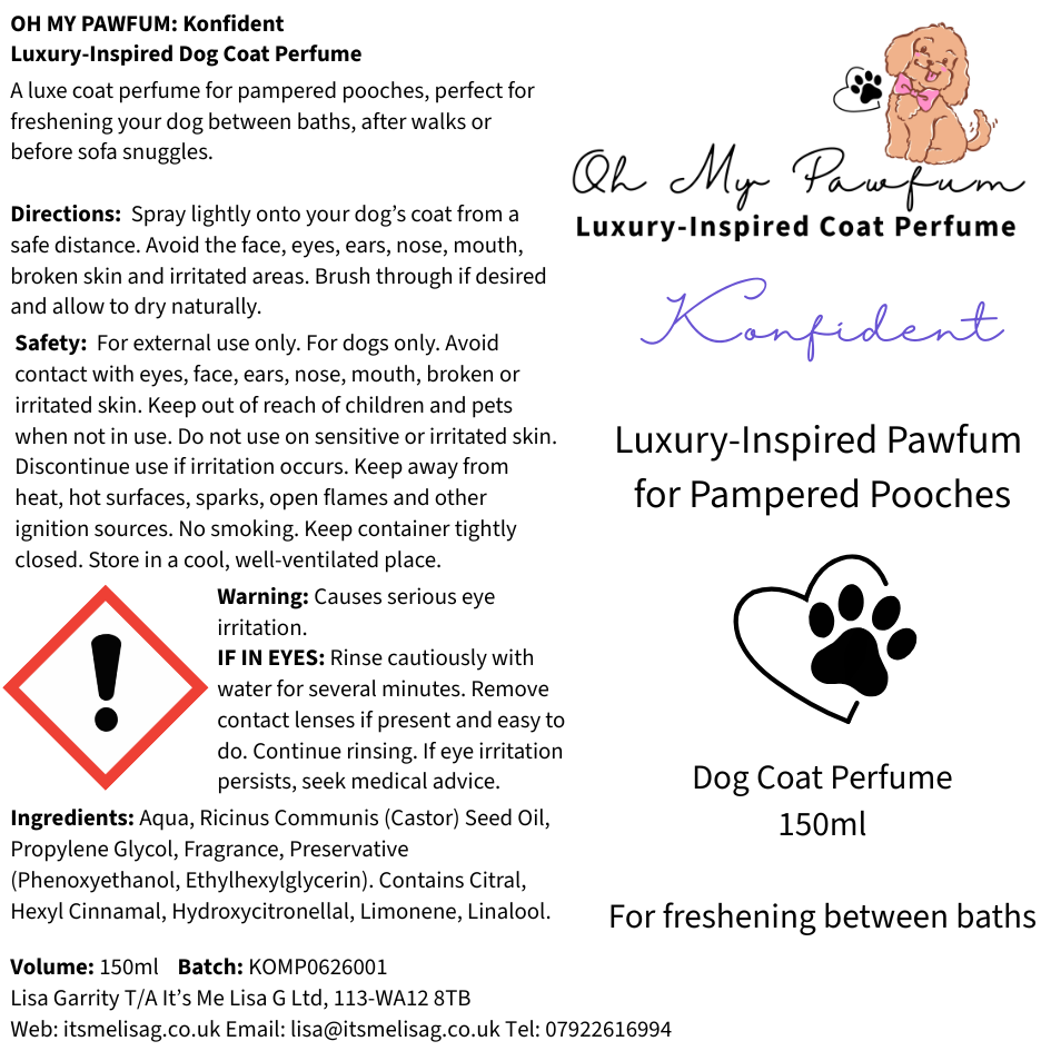 Oh My Pawfum – Luxury-Inspired Dog Coat Perfume, 150ml