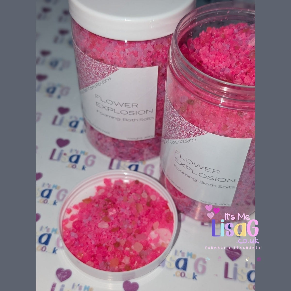 Perfume: Foaming Bath Salts 400g | Handmade Scented Bath Soak | Luxury Foaming Bath Crystals | Belle Est or Flower Explosion | Self Care Gift UK