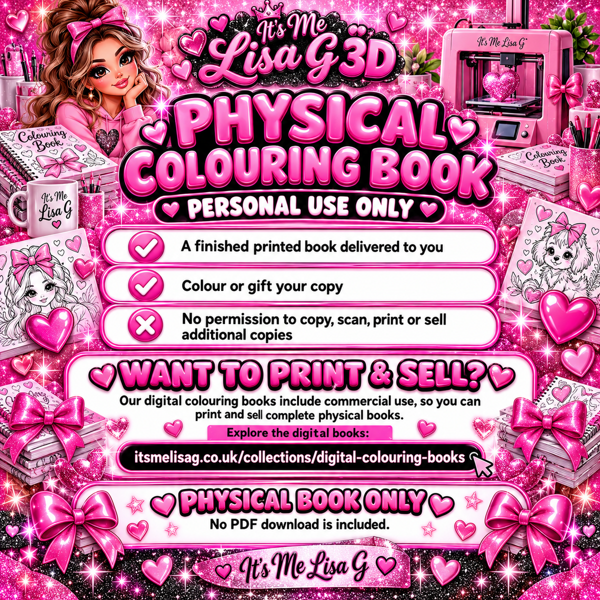 Physical colouring book licence: personal use only. Choose a digital commercial-use file to print and sell books.