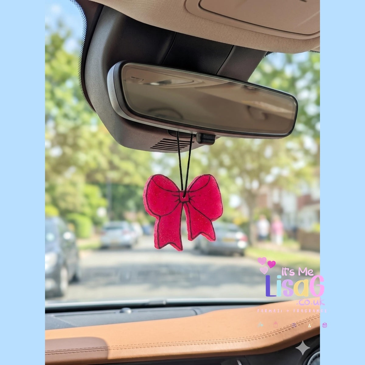 Pink Bow Car Freshie, Handmade Hanging Car Air Freshener, Coquette Girly Car Decor, Perfume Freshie Gift UK