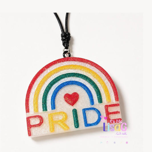 Rainbow Pride Car Freshie UK, Handmade Hanging Car Air Freshener, LGBTQ Gift, Fresh Clean Spring Rainstorm Scent