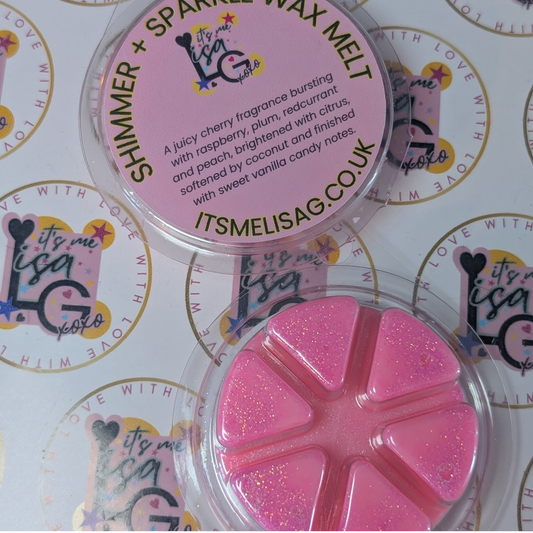 Shimmer and Sparkle Ecococo wax melt with cherry and berry fragrance