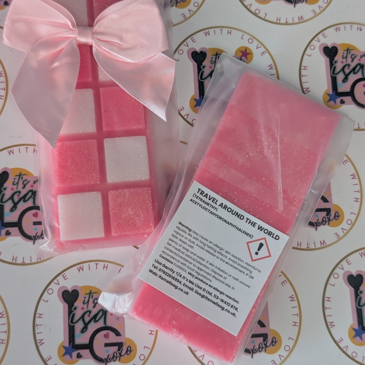 Close-up of Travel Around the World wax melt snap bars