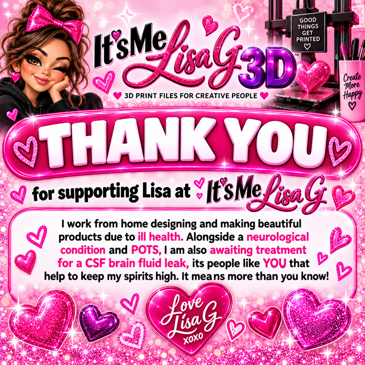 Thank you for supporting It's Me Lisa G.