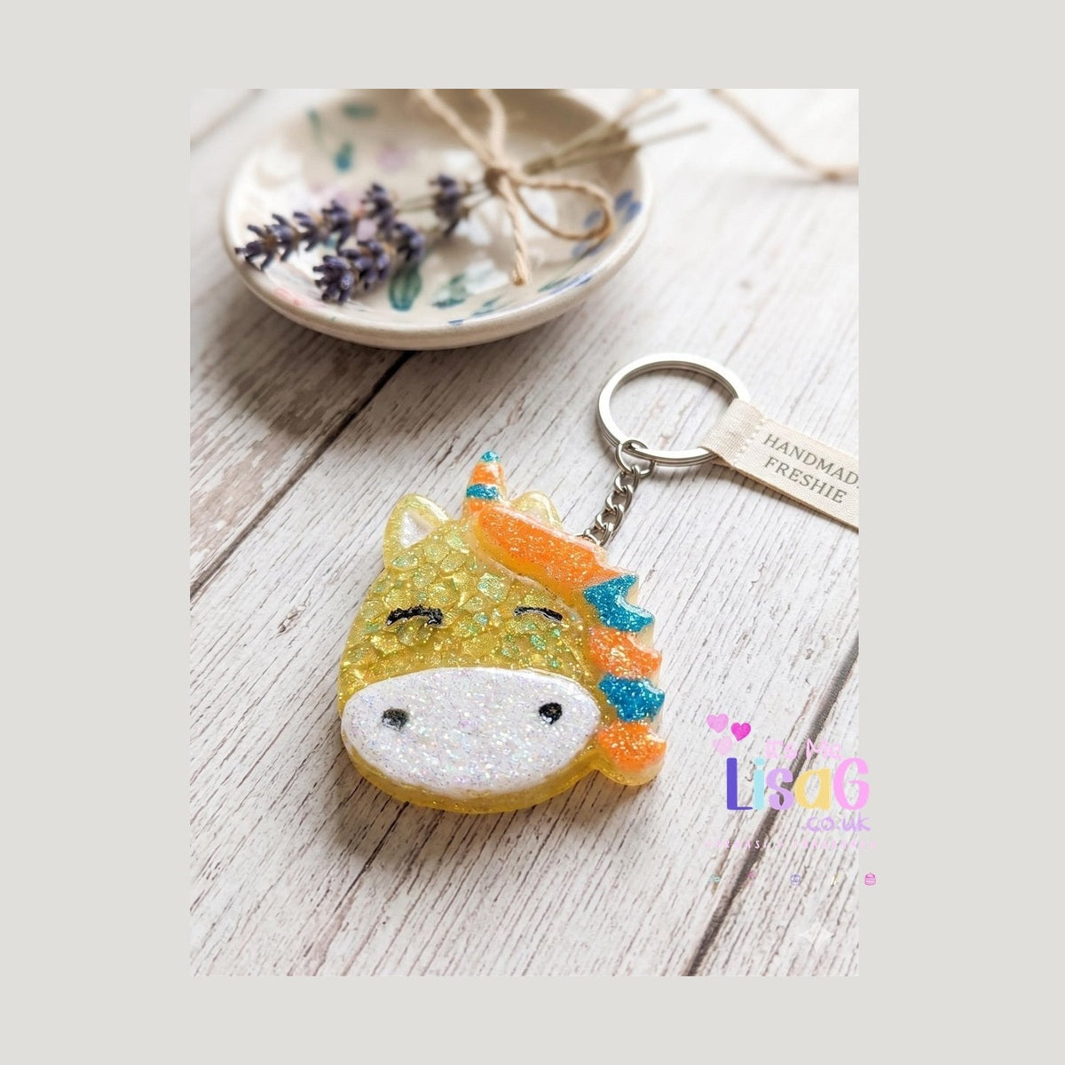 Unicorn Freshie Keyring, Handmade Scented Bag Charm, Aroma Bead Keychain, Cute Car Freshener Gift UK
