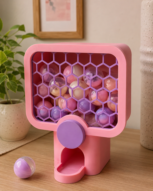 Large 3D printed capsule vending machine with reusable capsules
