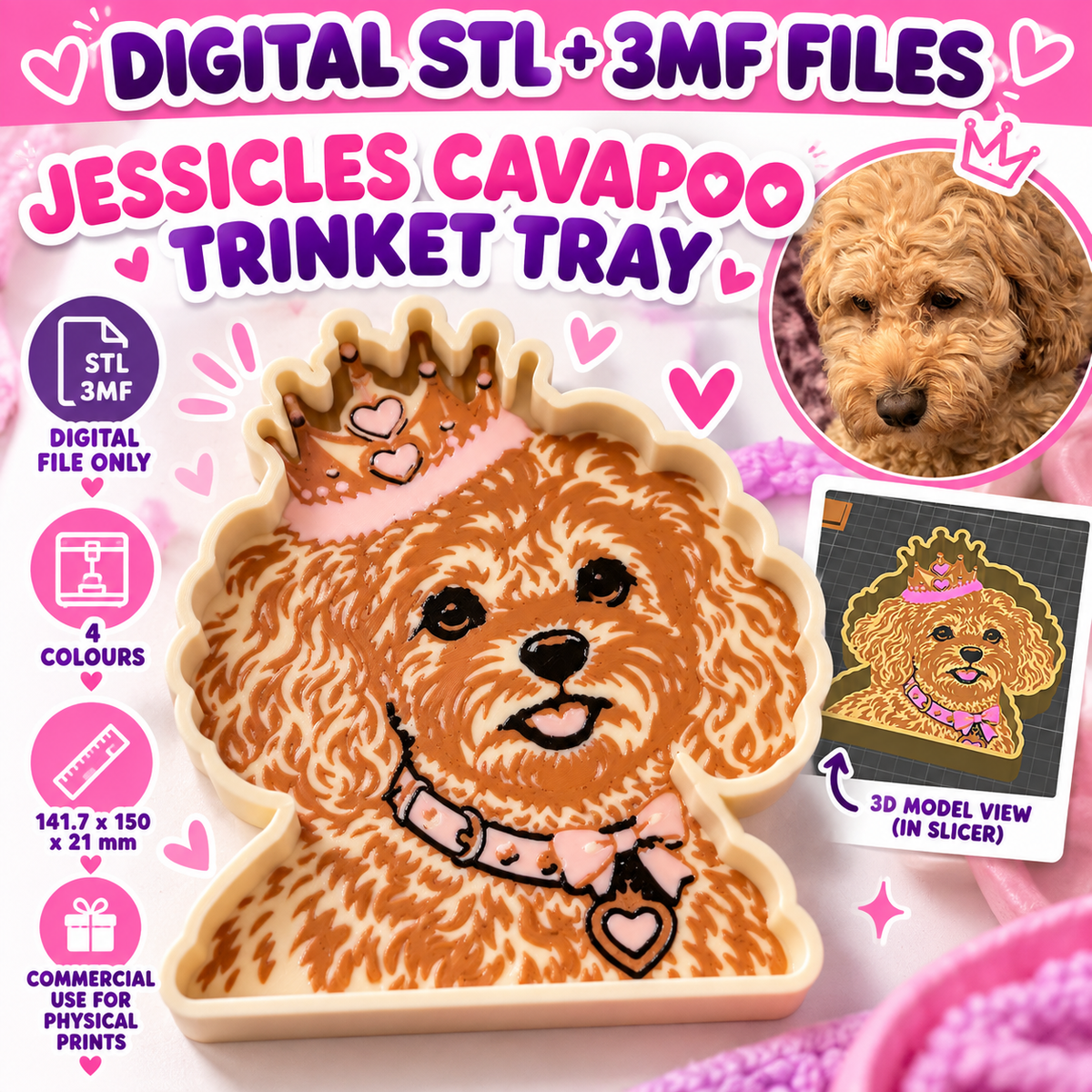 Jessicles Cavapoo Trinket Tray | STL + 3MF Digital 3D Print Files – It's Me Lisa G