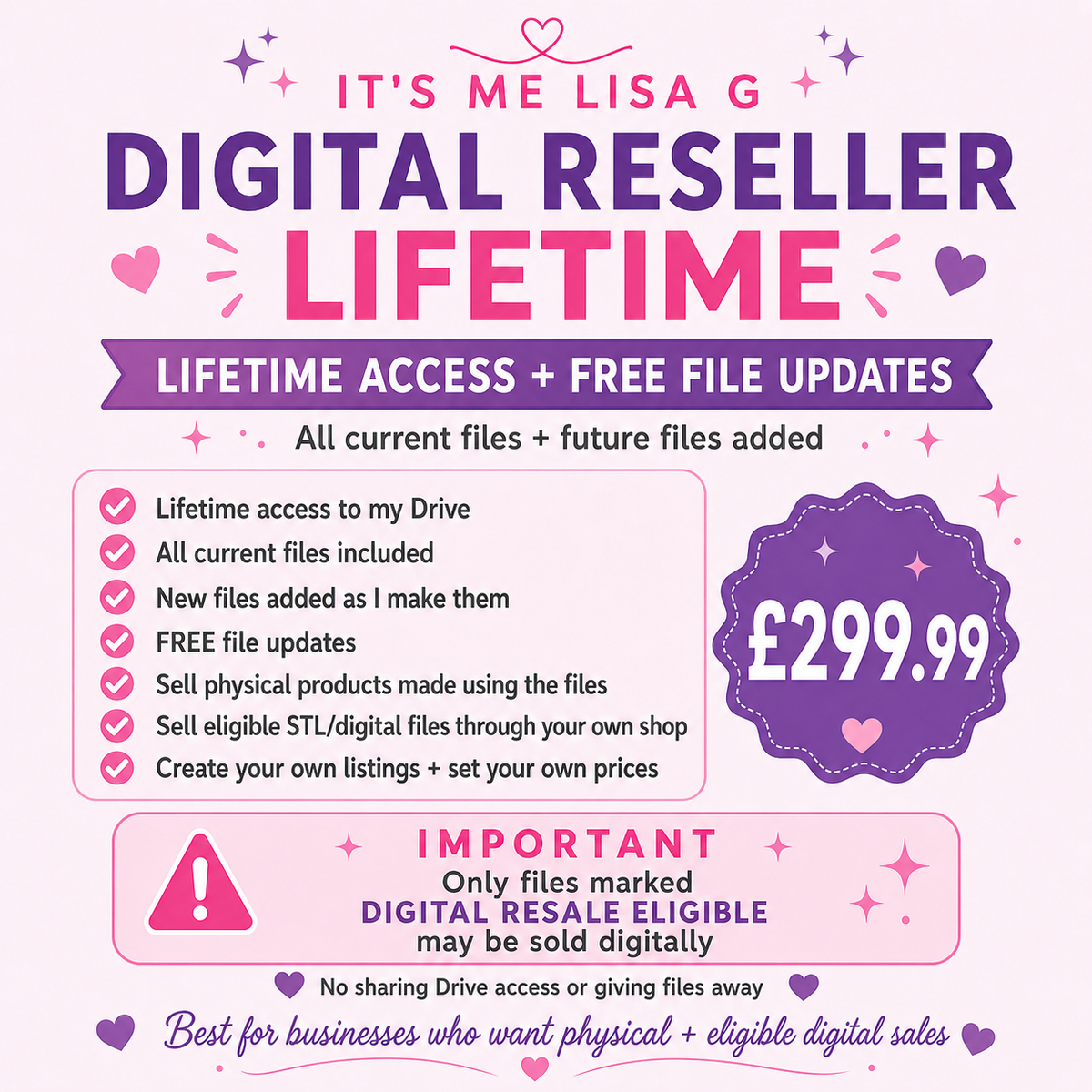 Lifetime access to STL files, 3MF projects and design resources