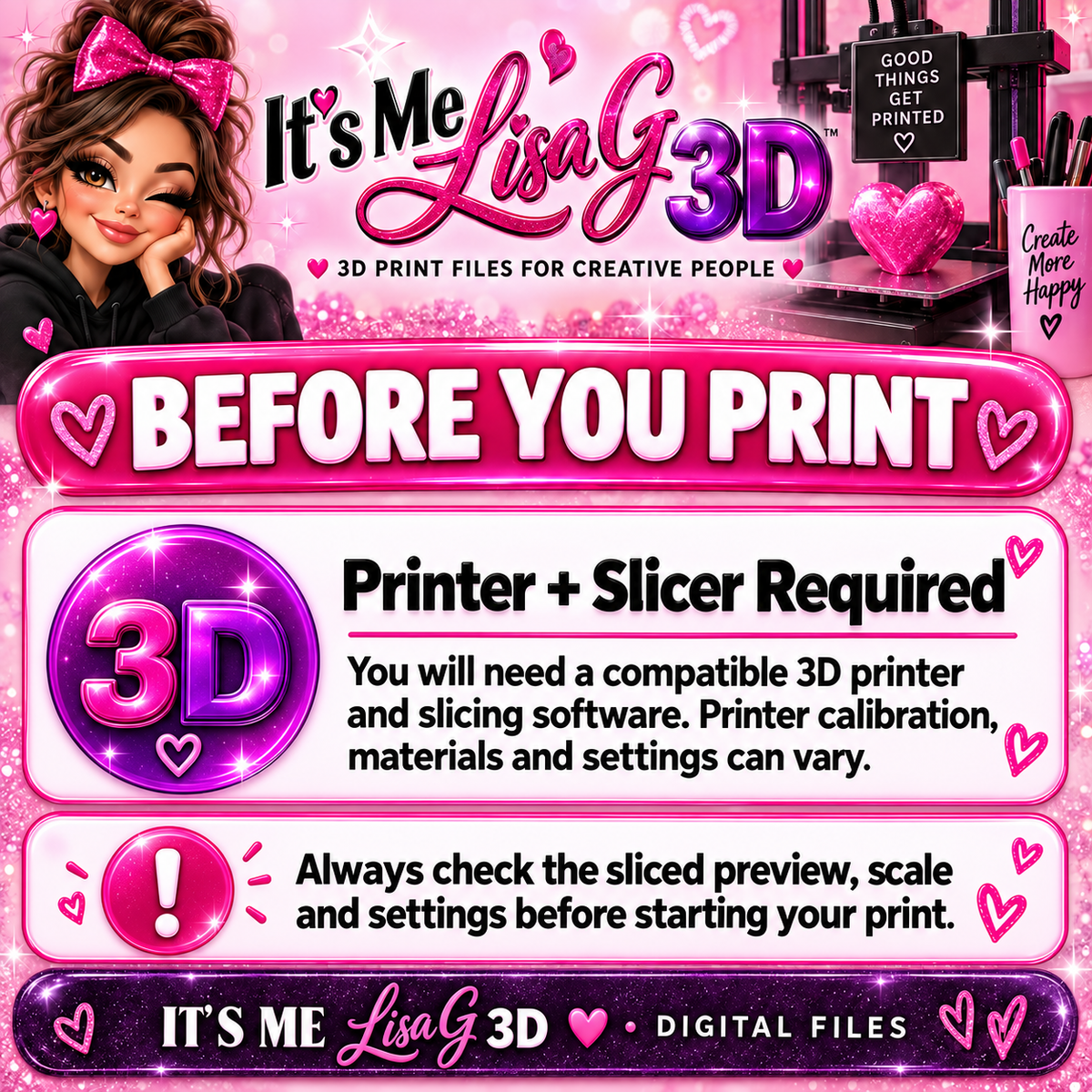 STL and 3MF files require a compatible 3D printer and slicing software.
