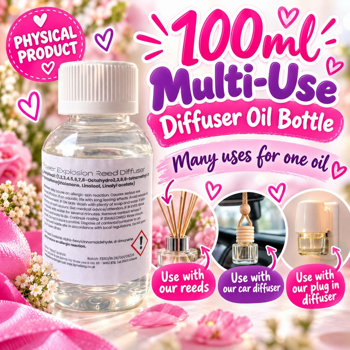 100ml Multi-Use Diffuser Oil – one oil, three ways to use it