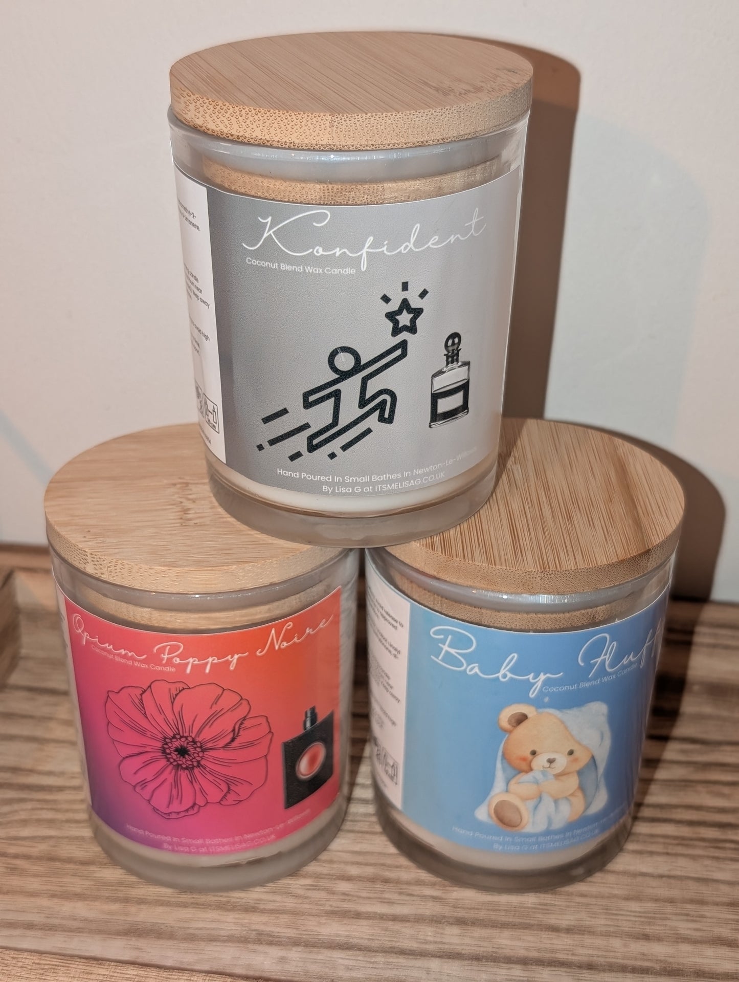 7oz Ecococo Wax Candle, Glass Jar Candle With Wooden Lid, Luxury Coconut Blend Scented Candle, Baby Powder, Masculine Aftershave or Floral Perfume Scent