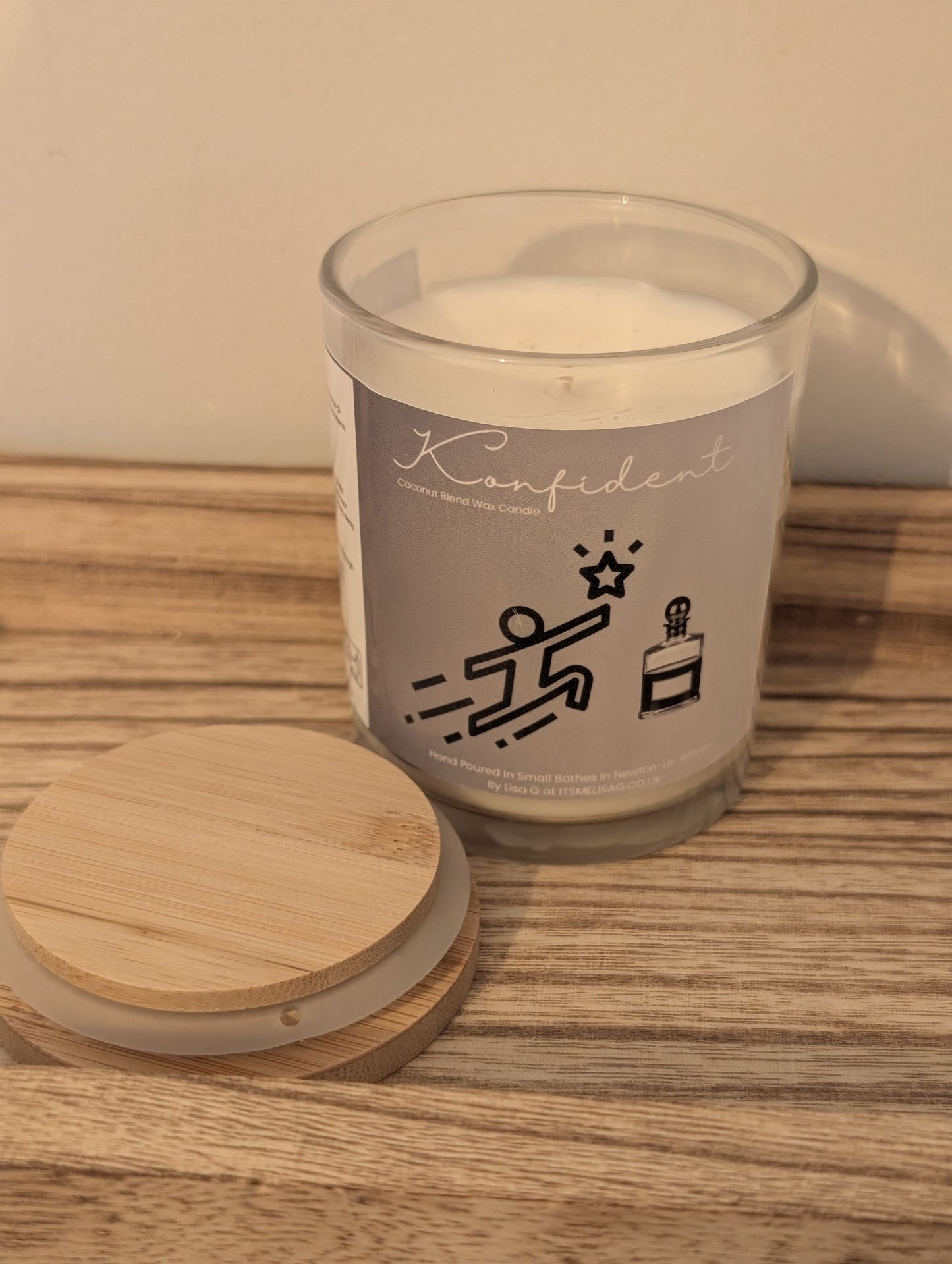 7oz Ecococo Wax Candle, Glass Jar Candle With Wooden Lid, Luxury Coconut Blend Scented Candle, Baby Powder, Masculine Aftershave or Floral Perfume Scent
