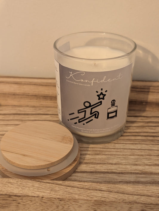 7oz Ecococo Wax Candle, Glass Jar Candle With Wooden Lid, Luxury Coconut Blend Scented Candle, Baby Powder, Masculine Aftershave or Floral Perfume Scent