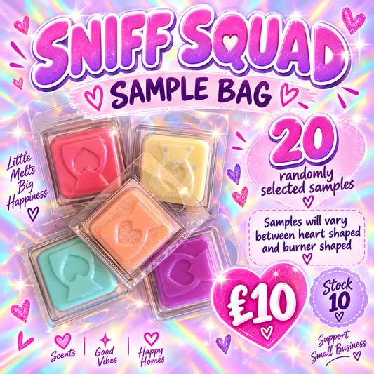 Sniff Squad Sample Bag with 20 randomly selected wax melt fragrance samples