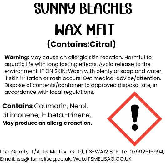 Sunny Beaches CLP safety label