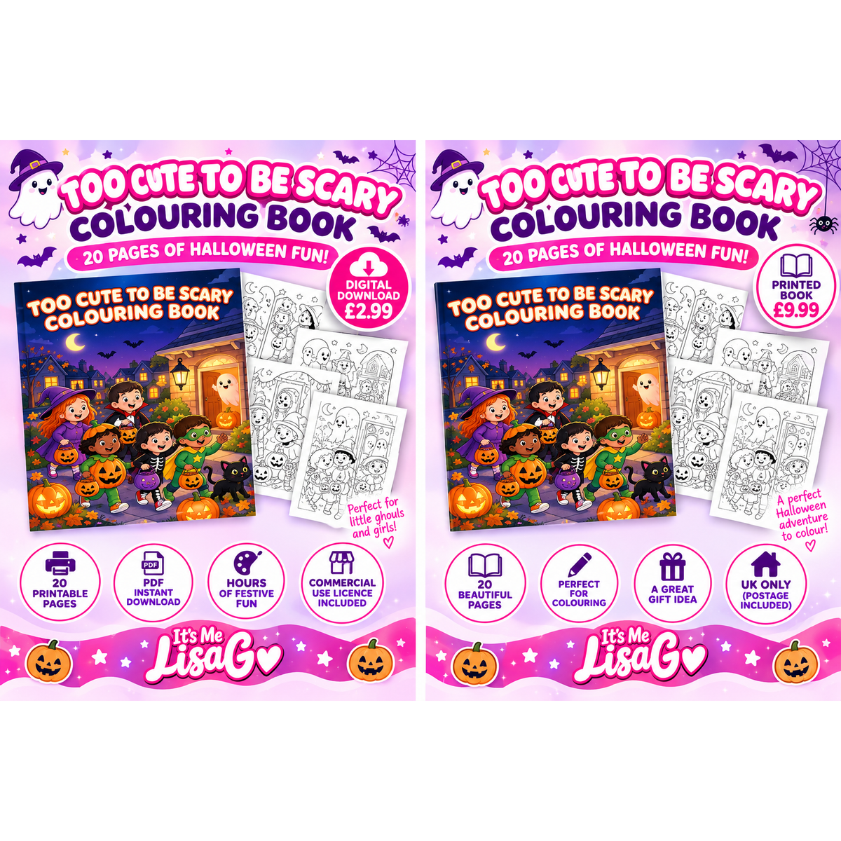 Too Cute To Be Scary Colouring Book digital and physical editions