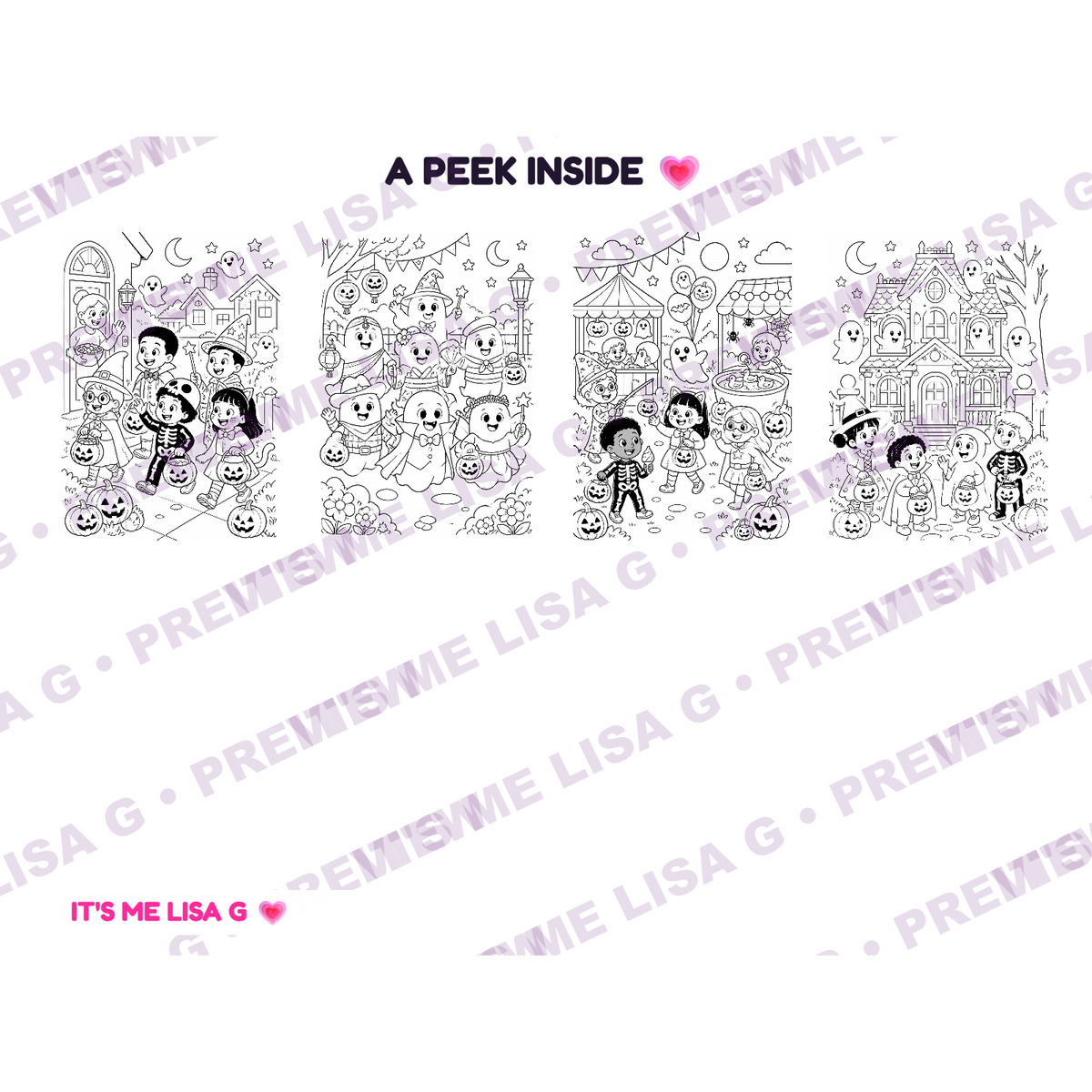 Watermarked sample pages from Too Cute To Be Scary Colouring Book