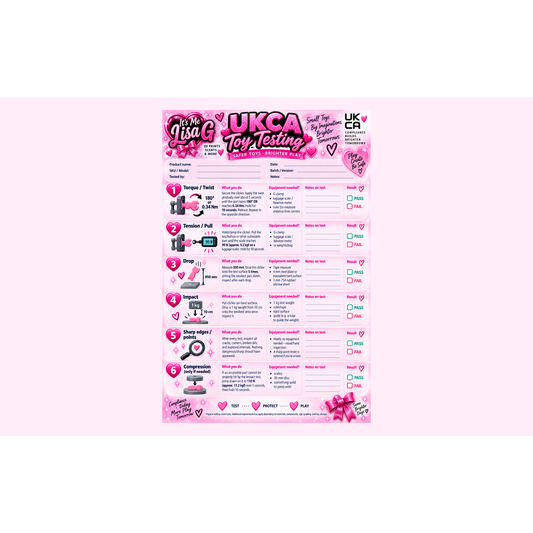 Full preview of the It's Me Lisa G toy safety physical testing record sheet